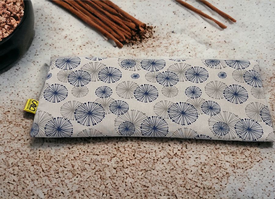 Saco biotérmico básico de tela de algodón con dibujo de círculos.
